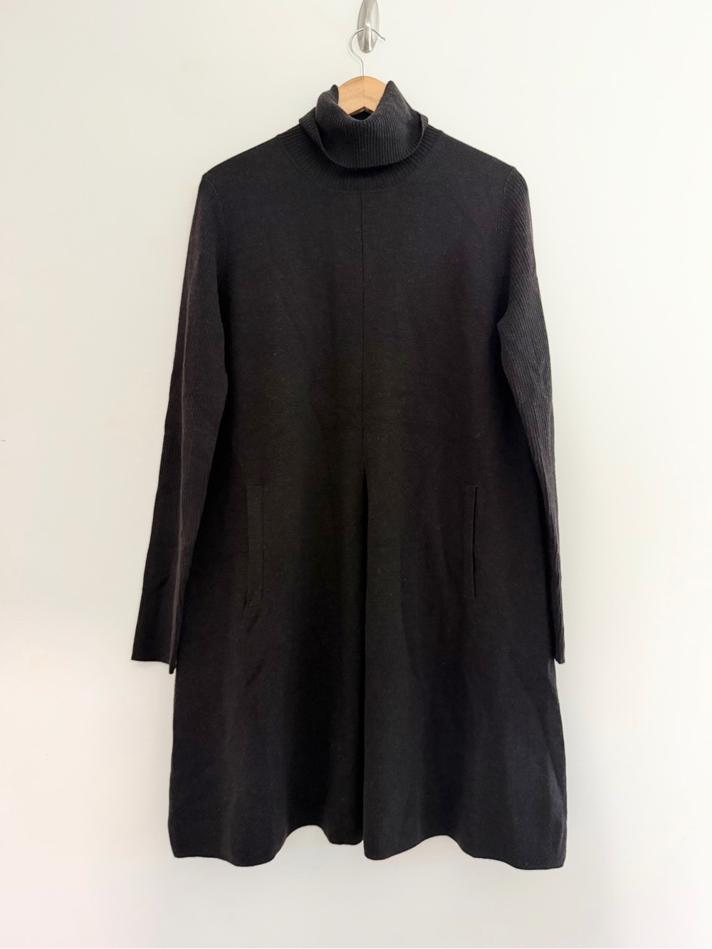 NWT Ann Mashburn Extra Fine Merino Wool Dark Brown Turtleneck Dress XL